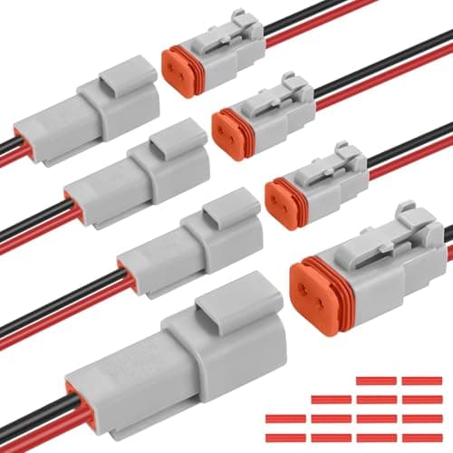 Deutsch DT 2 Pin 14 AWG Waterproof 2 Wire Connector Kit, 4 Pair Automotive Electrical Connectors, Male & Female Plug for Truck, Boat, Car, LED Lights (2 Pin)
