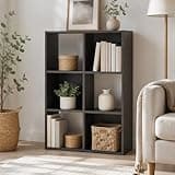 Furevol 6 Cube Bookshelf, 3x2 Storage Organizer Cabinet, Book Shelf with Open Back & Closed Back Cubes, 11.6 x 24.2 x 35.9, for Bedroom, Living Room, Home Office, Espresso