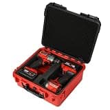 Tool Case for Milwaukee M18 Impact Drill Driver Combo Kit - Tool Box for Milwaukee Power Drill & Impact Set - Battery & Charger (Case Only) (Black & Red)