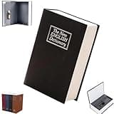 Book Shaped Security Lock Box, Book Safe Combination Lock, Hidden Metal Money Box for Cash, Passports and Jewelry, Compact Stash Organizer for Home Office (Black, M)