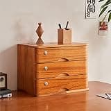 YXEDPBF Solid Wood Desktop Storage Box with DrawersFile Cabinet Organizer Lockable Desktop File Storage Computer Monitor Riser 3Drawer Chest for Office & Home