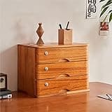 YXEDPBF Solid Wood Desktop Storage Box with DrawersFile Cabinet Organizer Lockable Desktop File Storage Computer Monitor Riser 3Drawer Chest for Office & Home