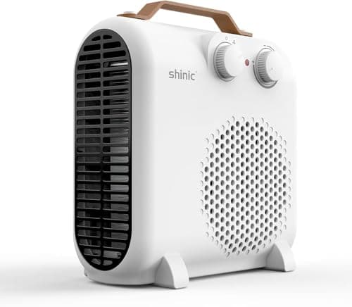 Shinic Portable Electric Space Heaters for Indoor Use, Fast Heating Under Desk Heater Fan with Thermostat, Small Space Heater for Bedroom Office Basement, White