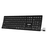 TECKNET Bluetooth Wireless Rechargeable Keyboard, Multi Device Free Switching (BT5.0+2.4G+Wired), Quiet Typing, Ultra-Slim Full Size with Numpad for Mac/Windows/Android/Desktop/PC, Stable Connection