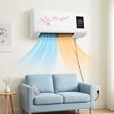 Wall Mounted AC Heater Fan, 1800W Portable Cooling & Heating Unit, Smart Remote Timer, Quiet Operation for Bedroom Office Living Room, No Exhaust Windowless Design, White