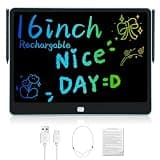 16 Inch LCD Writing Tablet for Kids, Low Blue Light Doodle Board with 2 Styluses, Long Battery Life Erasable Drawing Pad, Gift for Boys Girls Ages 3+ (Black)
