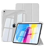 KVTVOU for iPad (A16) 11th Generation Case 11 Inch 2025, for iPad 10th Generation Case 10.9 Inch with Pencil Holder, Slim Light Tri-fold Cover & Hard PC Clear Back Shell, Auto Sleep/Wake, Sliver