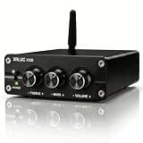 XRLUC Max 200W Bluetooth Amplifier for Speakers, 2.0 Channel Home Mini Stereo Amp, Premium Full Aluminum CNC Body, with Bass Treble Control, Includes 24V 5A Adapter for Garage, Party, Living Room