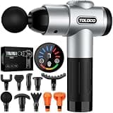 TOLOCO Massage Gun, Muscle Massage Gun Deep Tissue for Athletes with 10 Massage Heads, Electric Percussion Massager for Any Pain Relief, Fathers Day Dad Gifts, Silver