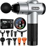 TOLOCO Massage Gun, Muscle Massage Gun Deep Tissue for Athletes with 10 Massage Heads, Electric Percussion Massager for Any Pain Relief, Fathers Day Dad Gifts, Silver
