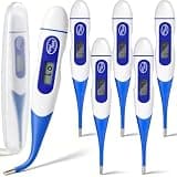 TrelaCo 6 Pcs Thermometer for Adults Digital Oral Thermometer for Fever Basal Body Fast Reading Flexible Tip for Underarm Rectal Mouth Temperature Measurement(Blue)