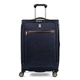 Travelpro Platinum Elite Softside Expandable Checked Luggage, 8 Wheel Spinner Suitcase, TSA Lock, Men and Women, True Navy Blue, Checked Medium 25-Inch