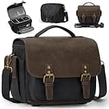 RAINSMORE Camera Bag, Vintage Canvas Camera Sling Bag Small Waterproof DSLR SLR Mirrorless Crossbody Camera Case for Photographers with Rain Cover & Tripod Holder for Sony Canon Nikon Fujifilm, Black