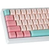 TYRIXKI PBT Double Shot Jade Keycaps,163 Keys Pink Jelly Translucent Minimalist Style Cute Keycaps, Cherry Profile Custom Keycap for Cherry MX Switches Mechanical Keyboards
