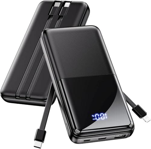 Portable Charger Power Bank - 15000mAh Battery Pack 22.5W Fast Charging Built-in Cable, Portable Phone Charger for iPhone All Models Samsung Android, Airline Friendly Camping Travel Essentials, 1 Pack