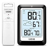 Indoor Outdoor Thermometer Wireless Weather Station, Internal External Thermometer Hygrometer, Home Batteryoperated Temperature Humiditymonitors330 Feet (About 100 Meters) Backlight Display (Black)