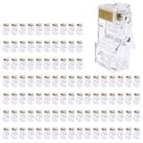 Yhplxyuus 100Pieces Gold RJ45 Cable Ends Cat5e Networking Connectors for Data Communication Systems