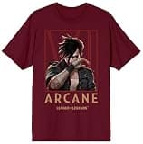Arcane League Legends Adult Maroon Crew Neck Short Sleeve Tee-Large