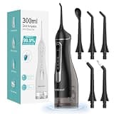 Water Dental Flossers for Teeth, 300ML Cordless Portable Electric Water Flosser, 4 Modes Oral Irrigator, Waterproof Rechargeable Water Floss for Deep Cleaning, Plaque Remover,Braces Home Travel Use