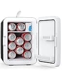 Antarctic Star Compact Mini Fridge, 10L Portable Small Refrigerator, 2.6 Gal Desktop Fridge with AC/DC Adapters, Small Cosmetics Cooler for Beverage, Food, Makeup, Bedroom, Office, Dorm, Black