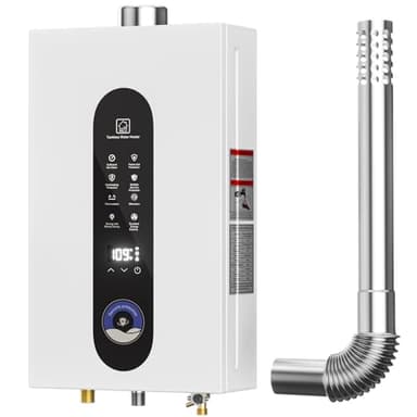 Natural Gas Tankless Water Heater, 14L On Demand Water Heater with LED Display, Indoor Installation Max 3.7GPM, 95540BTU Gas Tankless Water Heater for Bathroom Kitchen