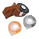 Omquot Embossing Label Printer, Efficient Manual Label Printer for Home and Office with Adhesive Tapes, Ideal for Scrapbooking and DIY Projects (Brown)