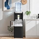 MOMOKOVA 4 in 1 Water Cooler Dispenser with Ice Maker, Hot & Cold Water Dispenser for Home & Office, 33lbs/24H Bullet Ice, Top Loading 3-5 Gallon, Child Safety Lock, Ice Ready in 7 Mins (Black)