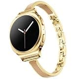 Mosonio Slim Elegant Band Compatible with Samsung Galaxy Watch 8 40mm 44mm for Women, Dressy Metal Bands with Embedded Silicone Accents and Easy-adjust Link Clasps for Galaxy Watch 8 (Gold + Nude)