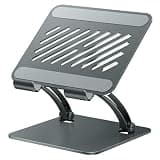 tounee Tablet Holder Stand, Dual Rod Adjustable Aluminum Desktop Stand, Compatible with 4.7-16.9" iPads, Surface Tablets, Portable Monitors, Kindle & More (Gray)