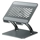 tounee Tablet Holder Stand, Dual Rod Adjustable Aluminum Desktop Stand, Compatible with 4.7-16.9" iPads, Surface Tablets, Portable Monitors, Kindle & More (Gray)