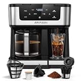 AIRMSEN 12-Cup Programmable Dual Coffee Maker – Single Serve Machine for K-Cup Pods & Ground, 1000W Fast Brew, Delay Start, 2H Keep Warm, Touchscreen, 60oz Tank, Glass Carafe – Home & Office