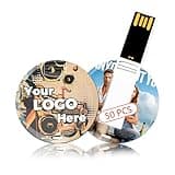 128MB 50PCS Custom Round Card USB Flash Drives, Printed Your Photo & Logo