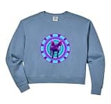 Womens Sweet Piglet Art Comic - Kawaii Purple and Teal Comfort Colors Crop Sweatshirt