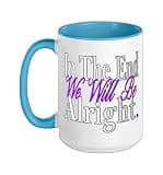 Purple We're Alright. Purple Graphic Ceramic Mug, Blue/White, 15oz