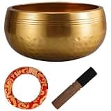 Singing Bowl, Handcrafted Himalayan Tibetan Brass Sound Bowl for Meditation and Yoga, 4.3 in / 11 cm, Includes Mallet and Cushion for Relaxation, Mindfulness, Energy Centering