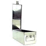 Lock Box with Folding Handle - Durable Metal Storage Chest with Stackable Design to Secure Valuables, Cash, Jewelry, and Weapons by Stalwart (Silver)