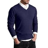 Men's V-Neck Knit Sweater Long Sleeve Casual Pullover Tops for Fall Winter