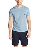 Nautica Men's Solid Crew Neck Short Sleeve Pocket T-Shirt, Deep Anchor Heather, Large