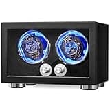 ANWBROAD Watch Winder for Automatic Watches, Double Watch Winder with LED and 4 Modes, Automatic Watch Winder Box with Quiet Motor, Watch Spinner with Type-C Adapter