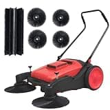 42" Walk Behind Floor Sweeper, 15Gal Large Capacity Industrial Push Sweeper