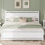 LIKIMIO King Bed Frame with Headboard and Footboard, Metal Strong Supports, Easy Assembly, Noise-Free, No Box Spring Needed, White