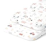 Joey + Joan Bassinet Fitted Sheets for Nestig Mini Crib, Graco Travel Lite Crib & Bassinets, Guava Bassinet 20x30 Inch – 100% Jersey Cotton Fitted Sheets – Farm Animals – 2 Pack