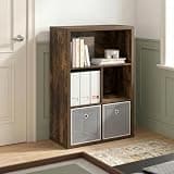 Mikkagu 5-Cube Bookcase, Cube Storage Organizer Bookshelf, Closed Back Book Shelf, 15.3 x 29.9 x 43.3, for Bedroom, Home Office, Living Room, Amber Pine