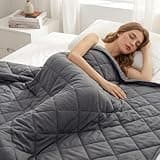 Queen Size Weighted Blanket for Adults (20 lbs 60" x 80"), Cooling Heavy Blanket for Sleep, Soft Thick Breathable Cotton with Natural Glass Beads, Washable, All-Season