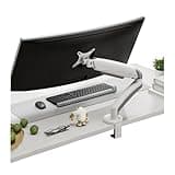 Adjustable Monitor Desk Mount for 32 Inch Screens, Spring Arm Supports 4.4-19.8 Lbs, Clampgrommet Base, Ergonomic Black Computer Monitor Stand White