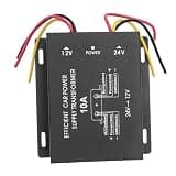 Omquot 24V to 12V Voltage Converter High Performance Power Supply for Trucks Motorhome Buses Metal Black (10A)