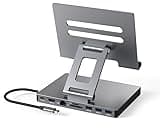 iPad USB C Hub Stand, 9-in-1 Multiport Adapter for iPad Pro M4 M3 M2 13 12.9 11 Inch Docking Station Foldable with 4K60Hz HDMI, RJ45 Gigabit Ethernet, SD/TF Card Reader, USB 3.0, 3.5 mm Audio