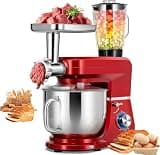 3 in 1 Multifunctional Stand Mixer,Electric Tilt Head Kitchen Mixer,6 Speed Dough Mixer,With Stainless Steel Bowl,For Cake,Bread,Dough,Home Cooking and Juice Blending Red