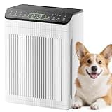 Air Purifiers for Wildfire Smoke, Home Pets up to 2200sq.ft, EVALIT Air Purifier for Large Room with PM2.5 Air Quality Display and Fragrance, Washable HEPA Filter for Pet Hair Odors Dust Ivory, 1Pack