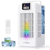 Portable Air Conditioner, 2000ML Personal Evaporative Air Cooler Fan with 120 Oscillation, 7 RGB Light Modes, 4 Speeds & 1-8H Timer for Bedroom Office